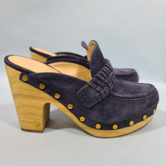 Veronica Beard Delia Blue Suede Clogs Women's Size 6M MSRP $400 - Picture 1 of 12